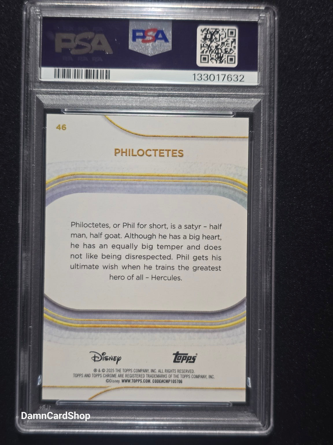 2025 Topps Chrome Disney #46 Philoctetes Orange Refractor PSA 9