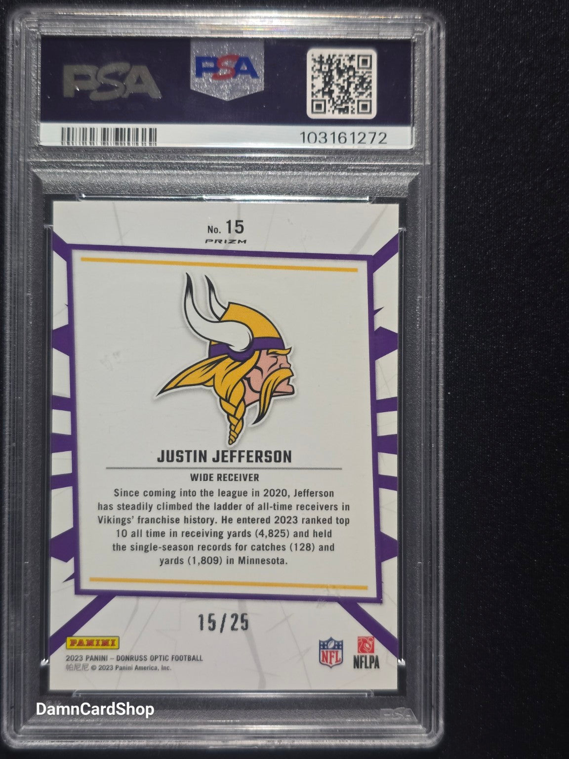 2023 Donruss Optic My House! #15 Justin Jefferson Black Pandora PSA 10