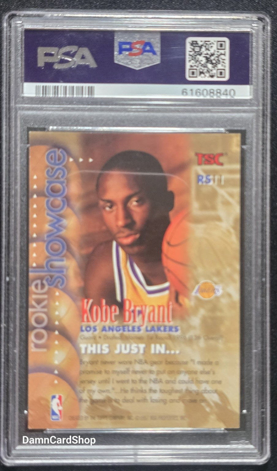 1996 Stadium Club Rookie Showcase #RS11 Kobe Bryant RC PSA 8