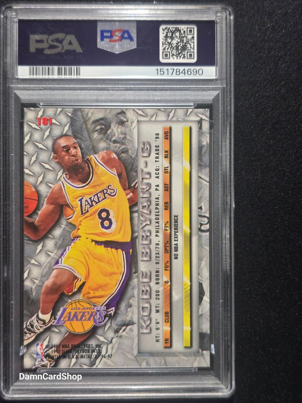 1996 Metal #181 Kobe Bryant RC PSA 7