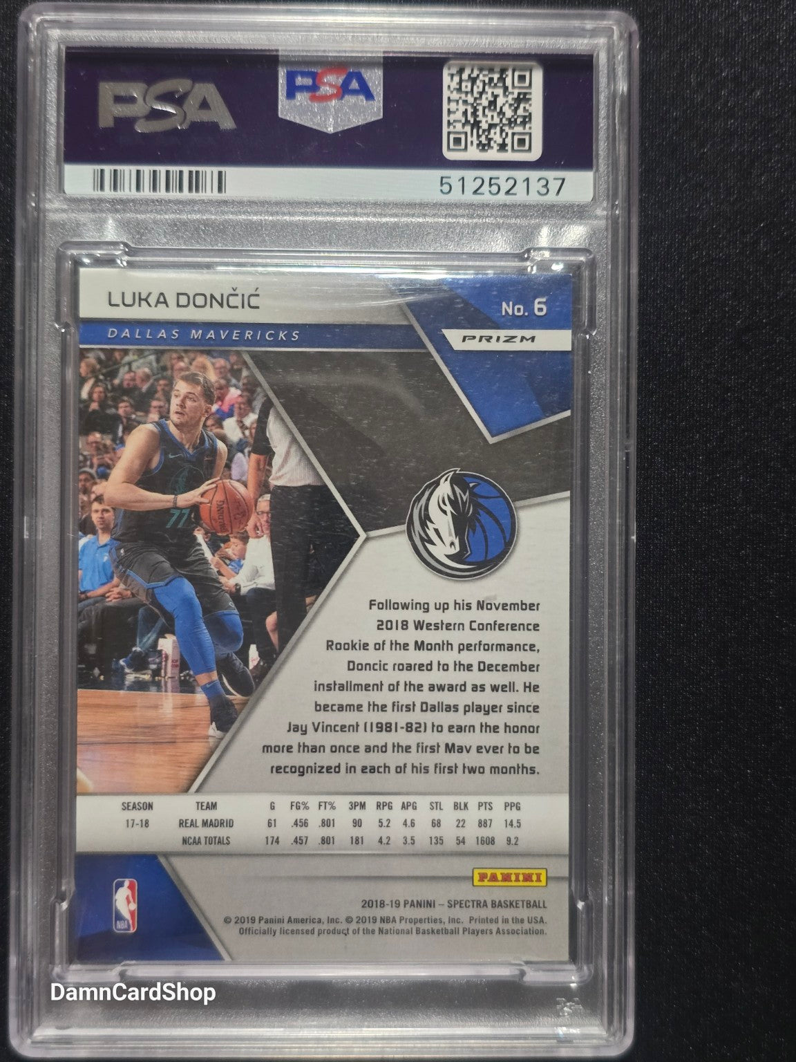 2018 Panini Spectra #6 Luka Doncic RC Silver PSA 9