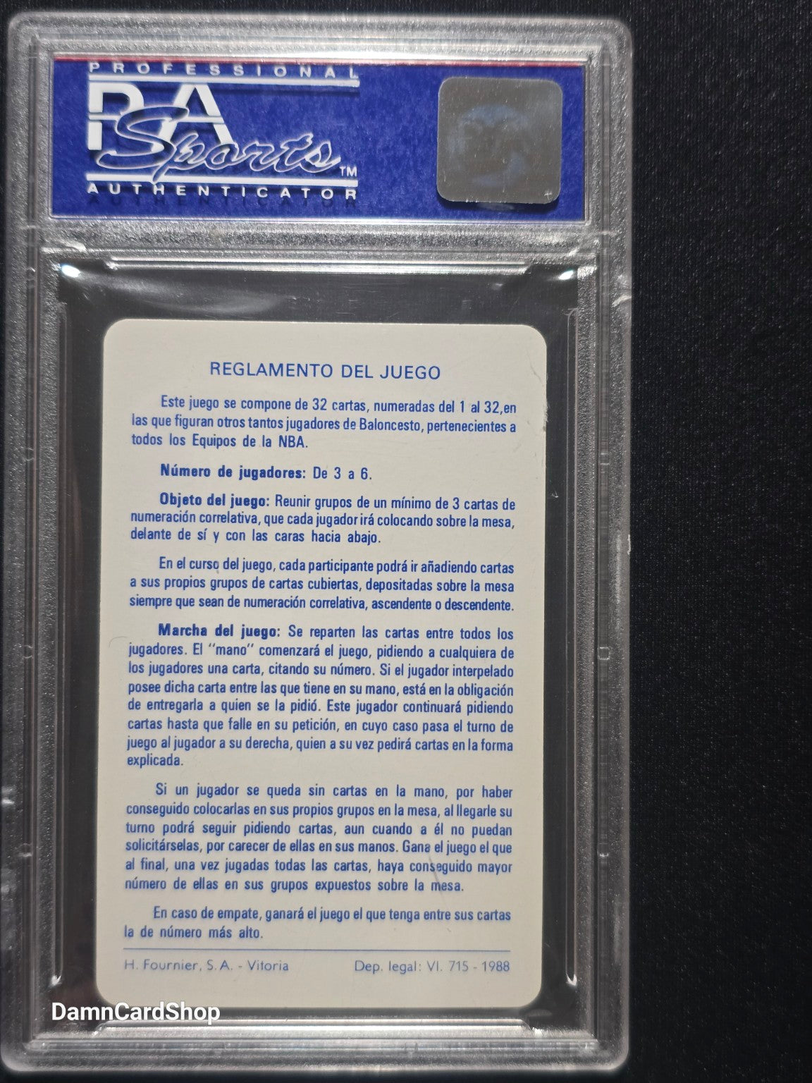 1988 Fournier Estrellas Michael Jordan Rules Card PSA 10