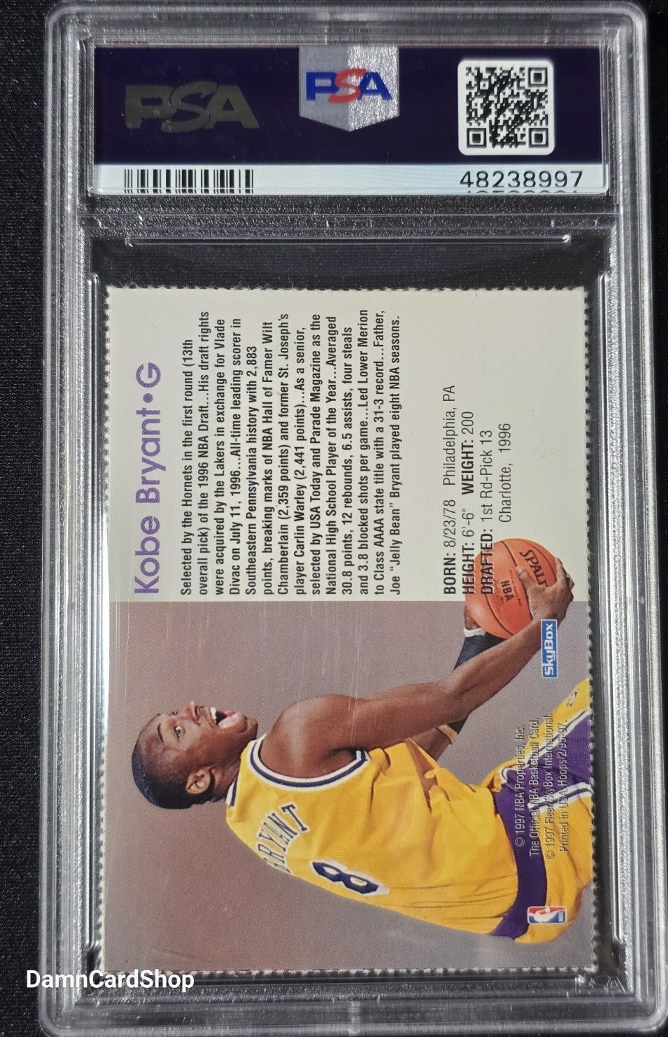 1996 Hoops Sheets Kobe Bryant Perforated PSA 10