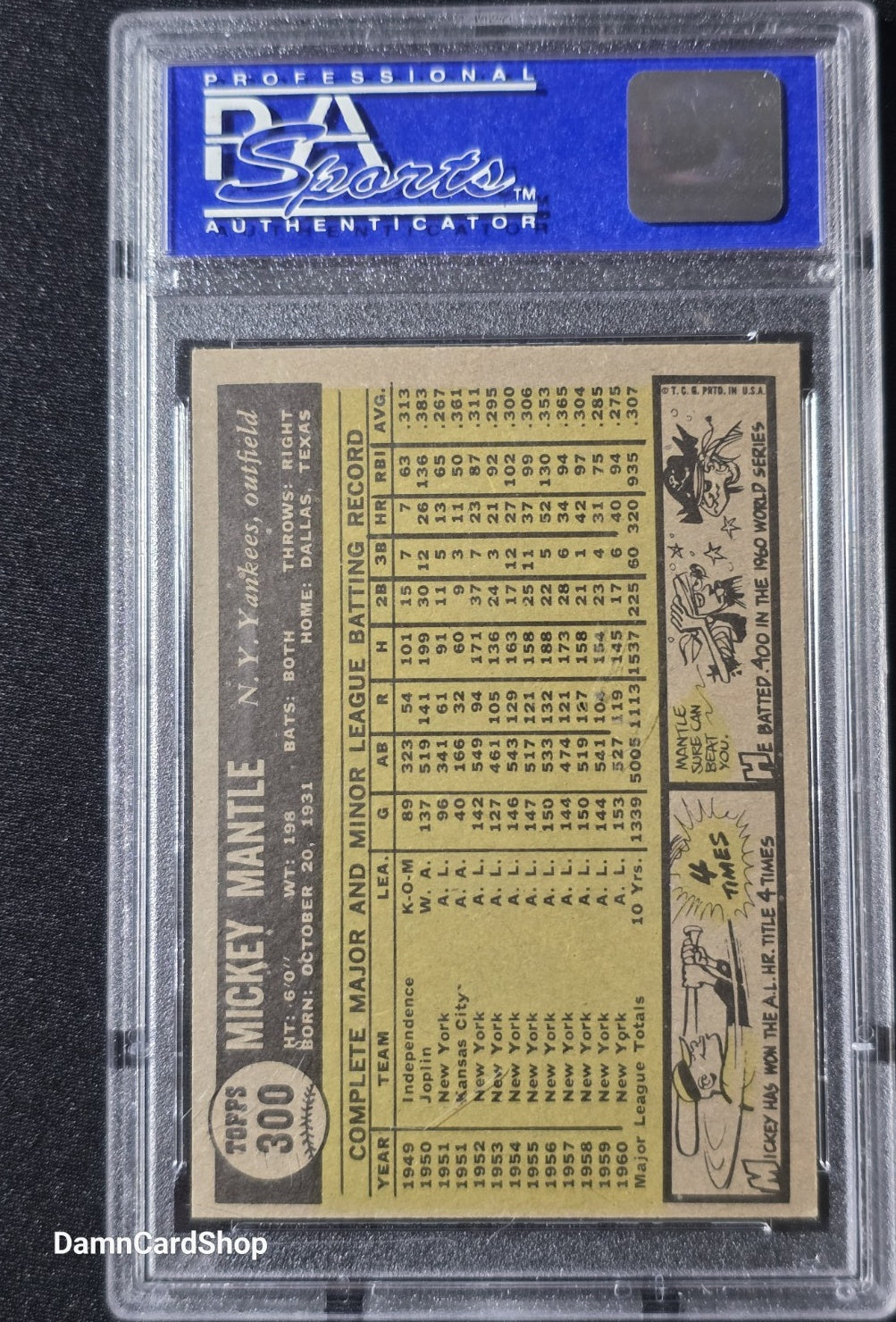 1961 Topps #300 Mickey Mantle PSA 7 (OC)
