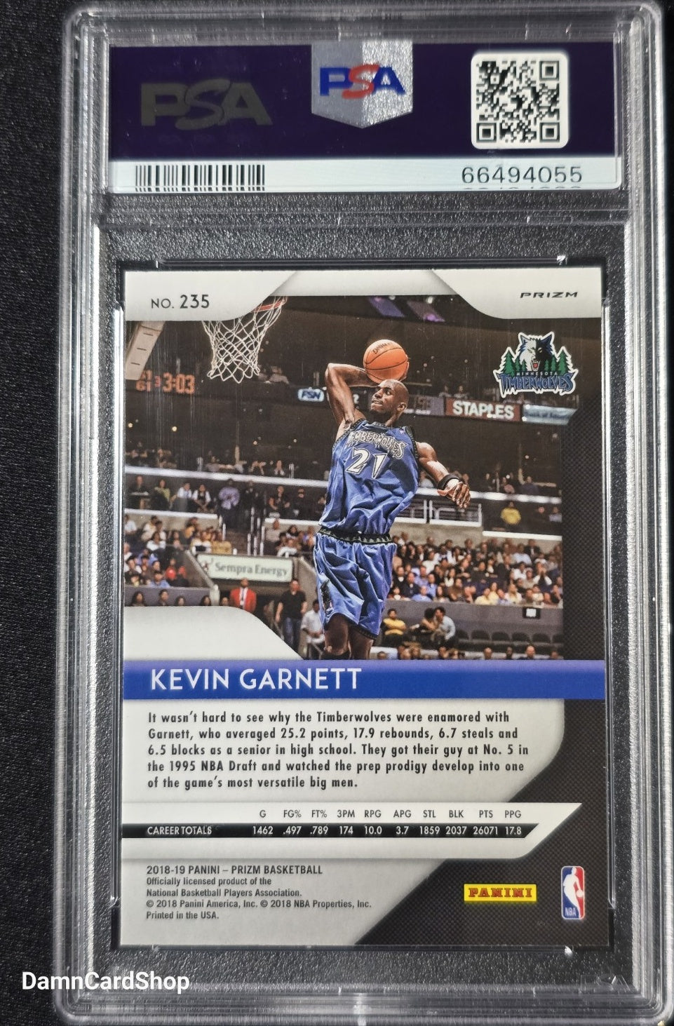 2018 Panini Prizm #235 Kevin Garnett Pink Ice Prizm PSA 10