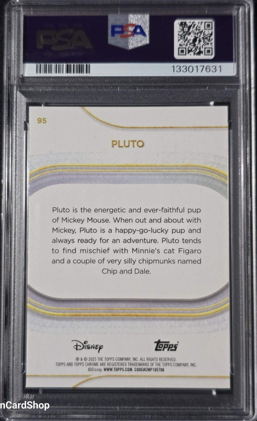 2025 Topps Chrome Disney #95 Pluto Teal Refractor /299 PSA 10