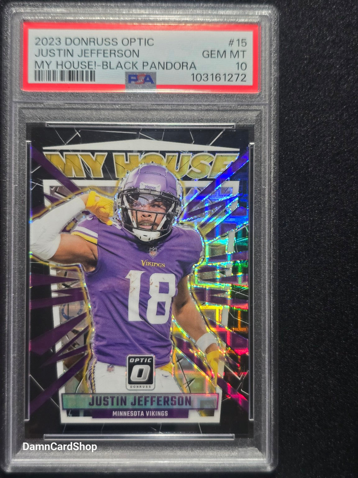 2023 Donruss Optic My House! #15 Justin Jefferson Black Pandora PSA 10