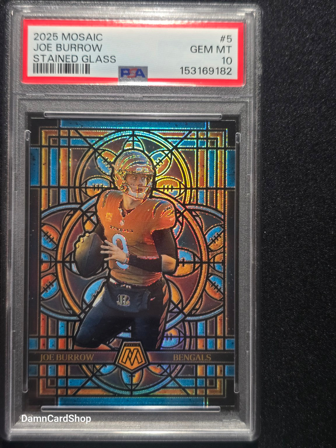 2025 Panini Mosaic Stained Glass #5 Joe Burrow PSA 10
