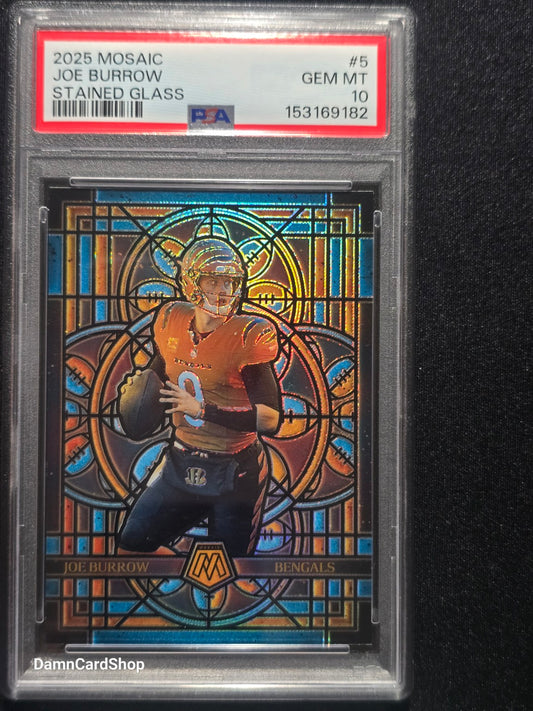 2025 Panini Mosaic Stained Glass #5 Joe Burrow PSA 10