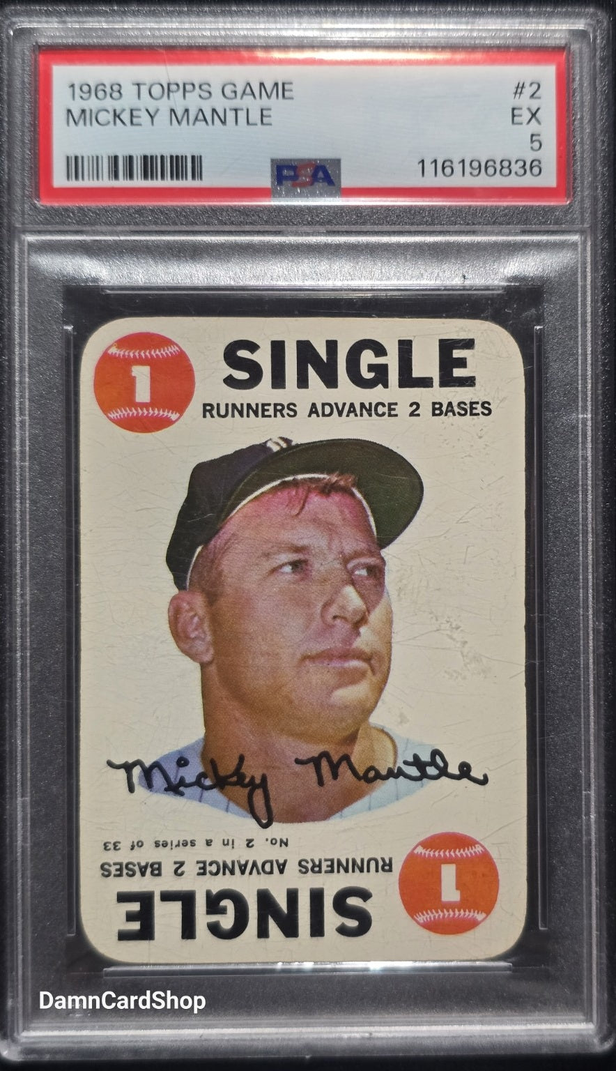 1968 Topps Game #2 Mickey Mantle PSA 5 EX