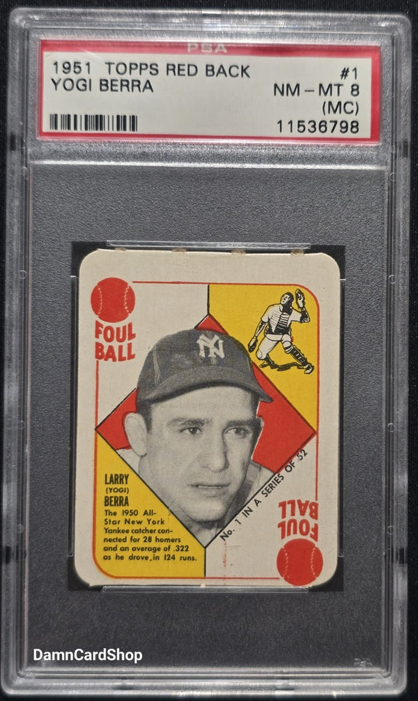 1951 Topps Red Back #1 Yogi Berra PSA 8