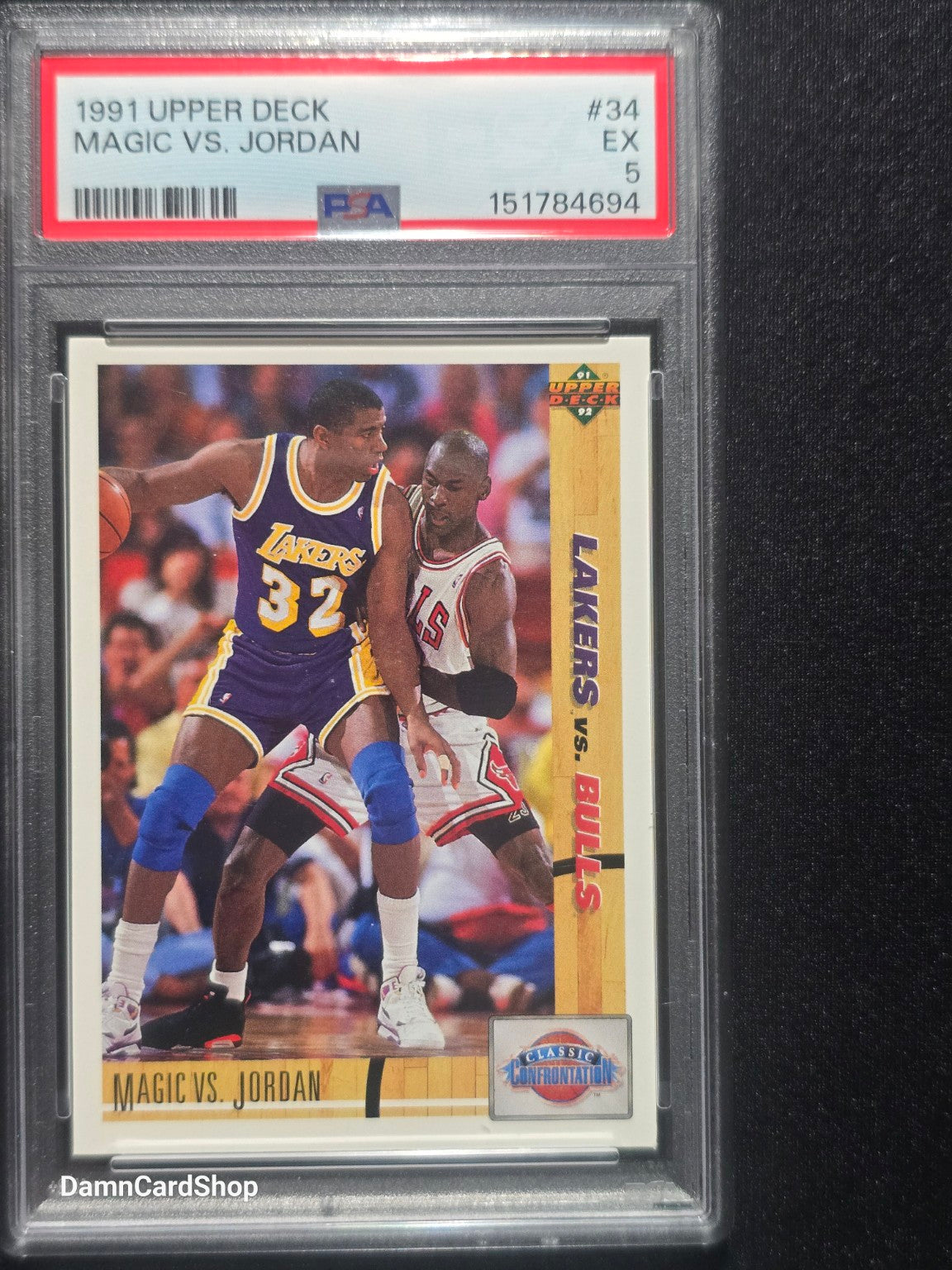 1991 Upper Deck #34 Magic Johnson vs. Michael Jordan PSA 5