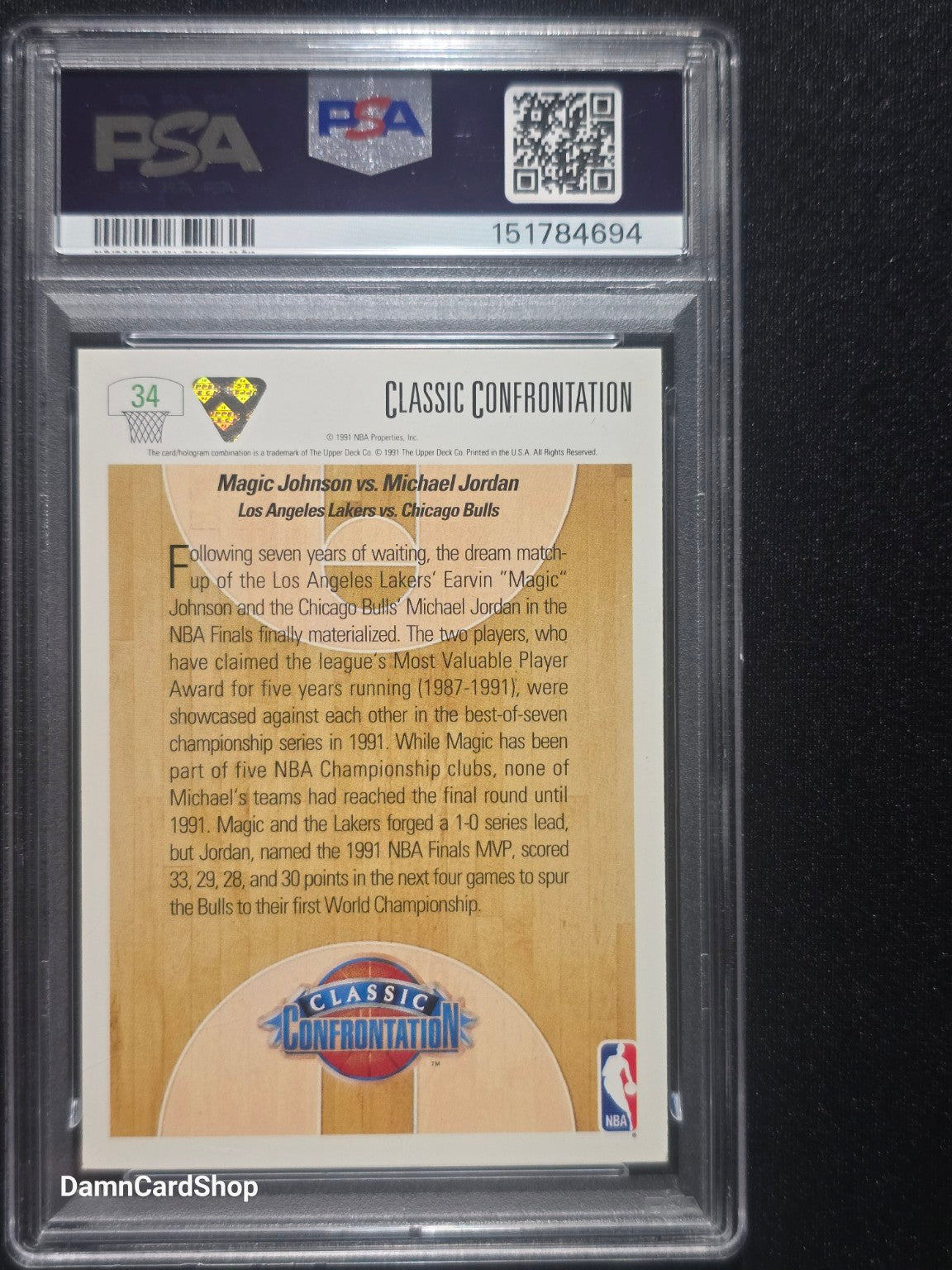 1991 Upper Deck #34 Magic Johnson vs. Michael Jordan PSA 5