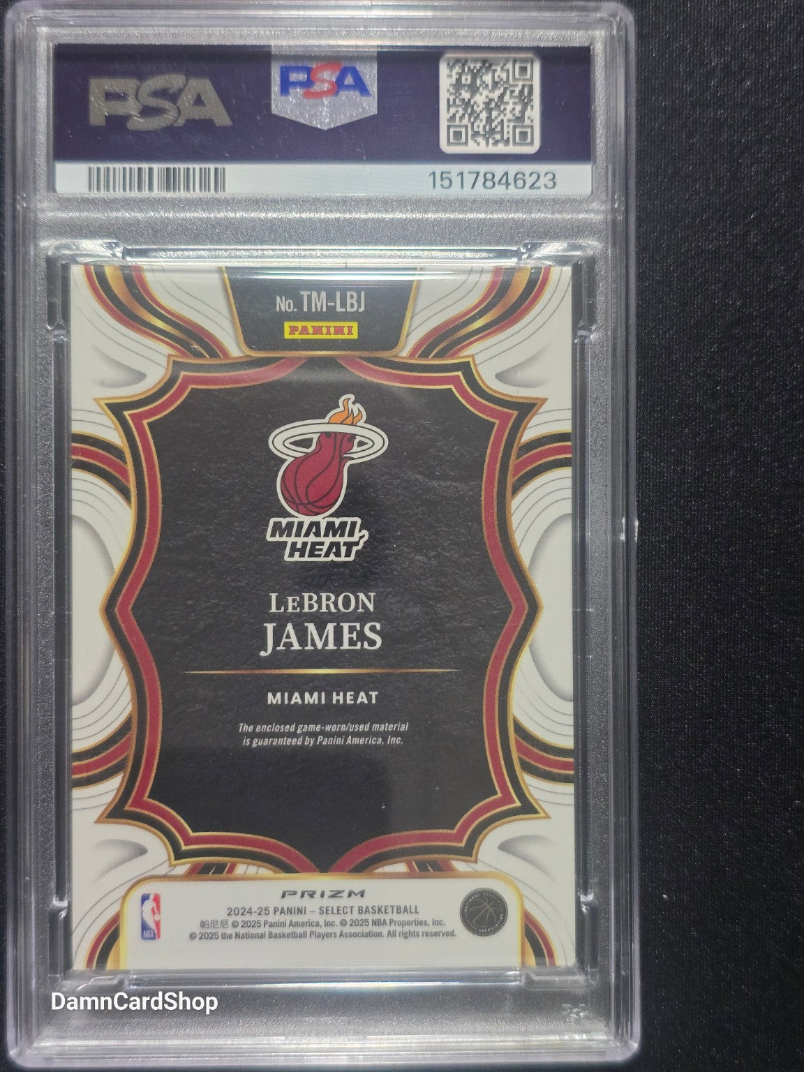 2024 Panini Select Throwback Memorabilia #TMLBJ LeBron James Patch PSA 9