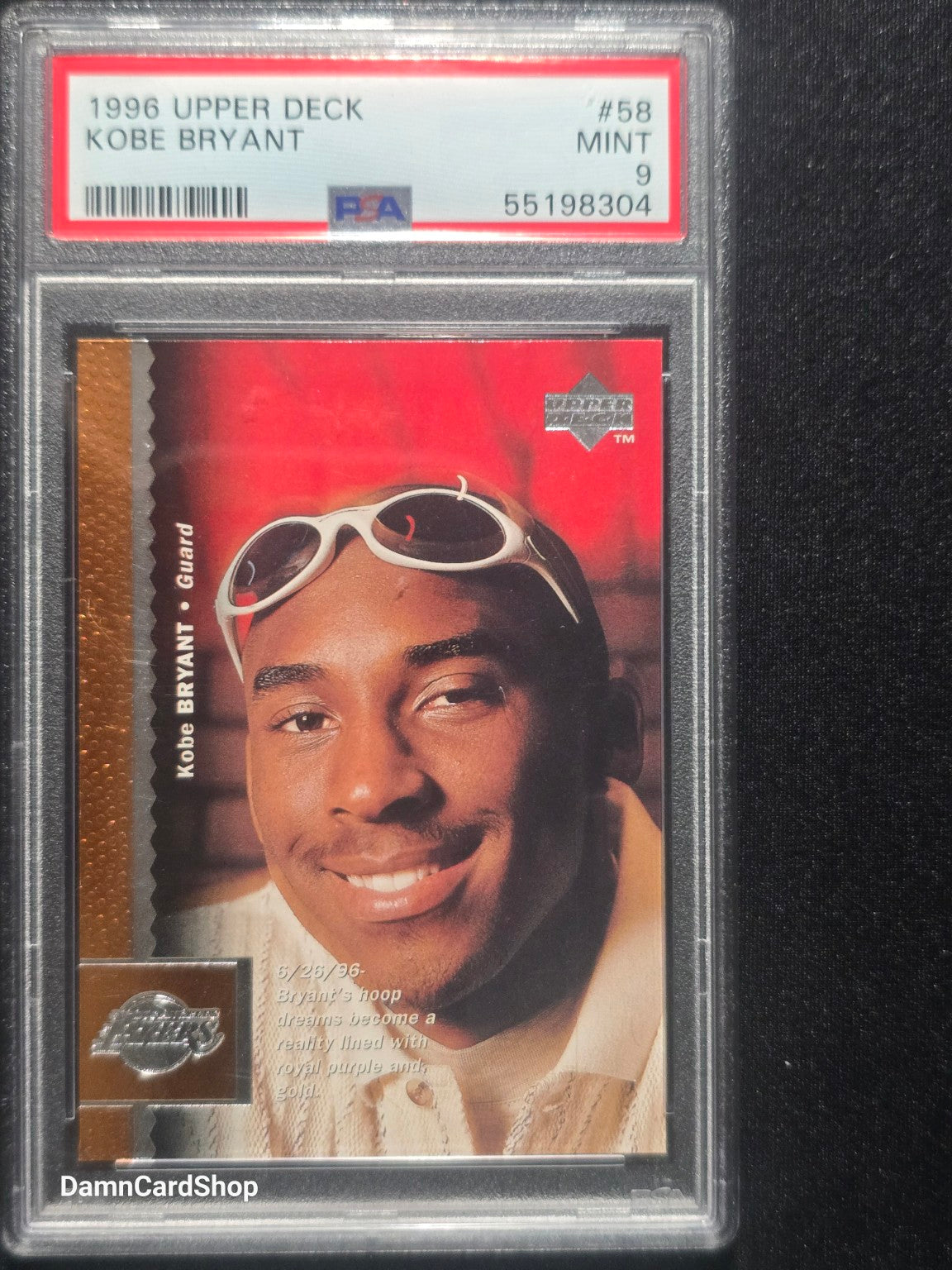 1996 Upper Deck #58 Kobe Bryant RC PSA 9
