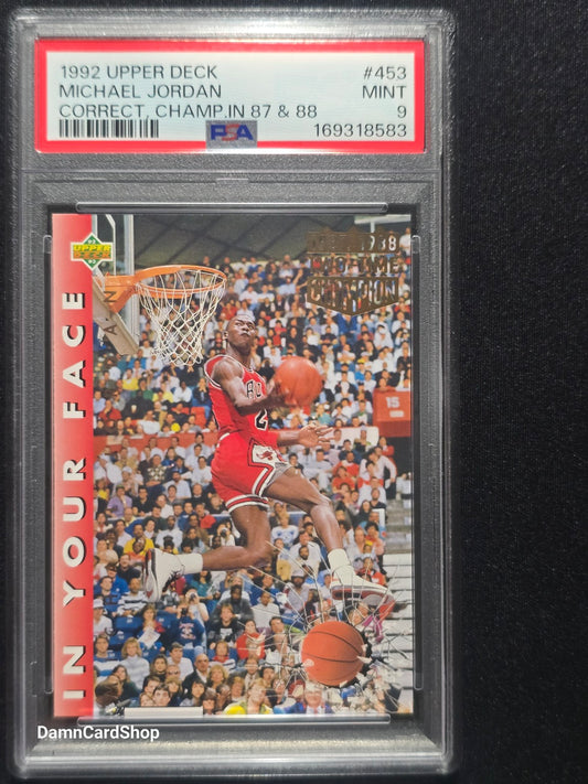 1992 Upper Deck #453 Michael Jordan Champ. in 87 & 88 PSA 9