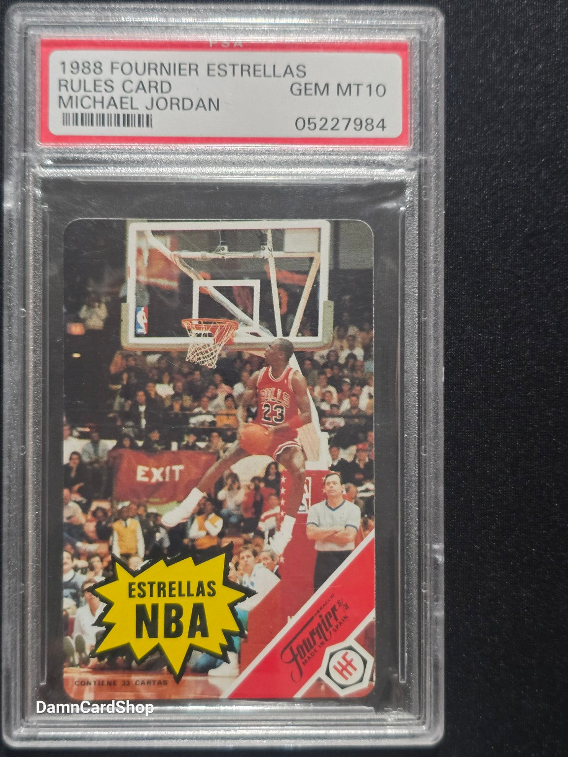 1988 Fournier Estrellas Michael Jordan Rules Card PSA 10