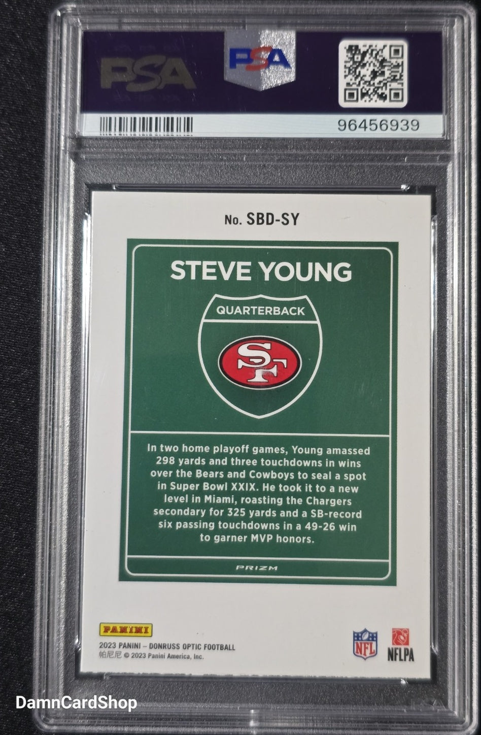 2023 Donruss Optic Super Bowl Downtown #SBD-SY Steve Young PSA 10