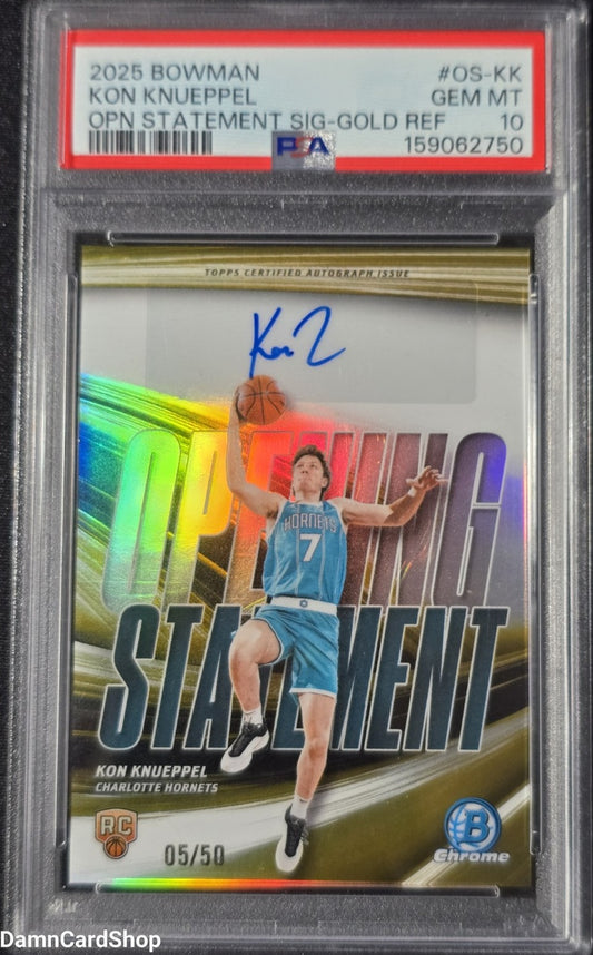 2025 Bowman Chrome Opening Statement Signatures #OS-KK Kon Knueppel RC Gold Refractor Auto /50 PSA 10