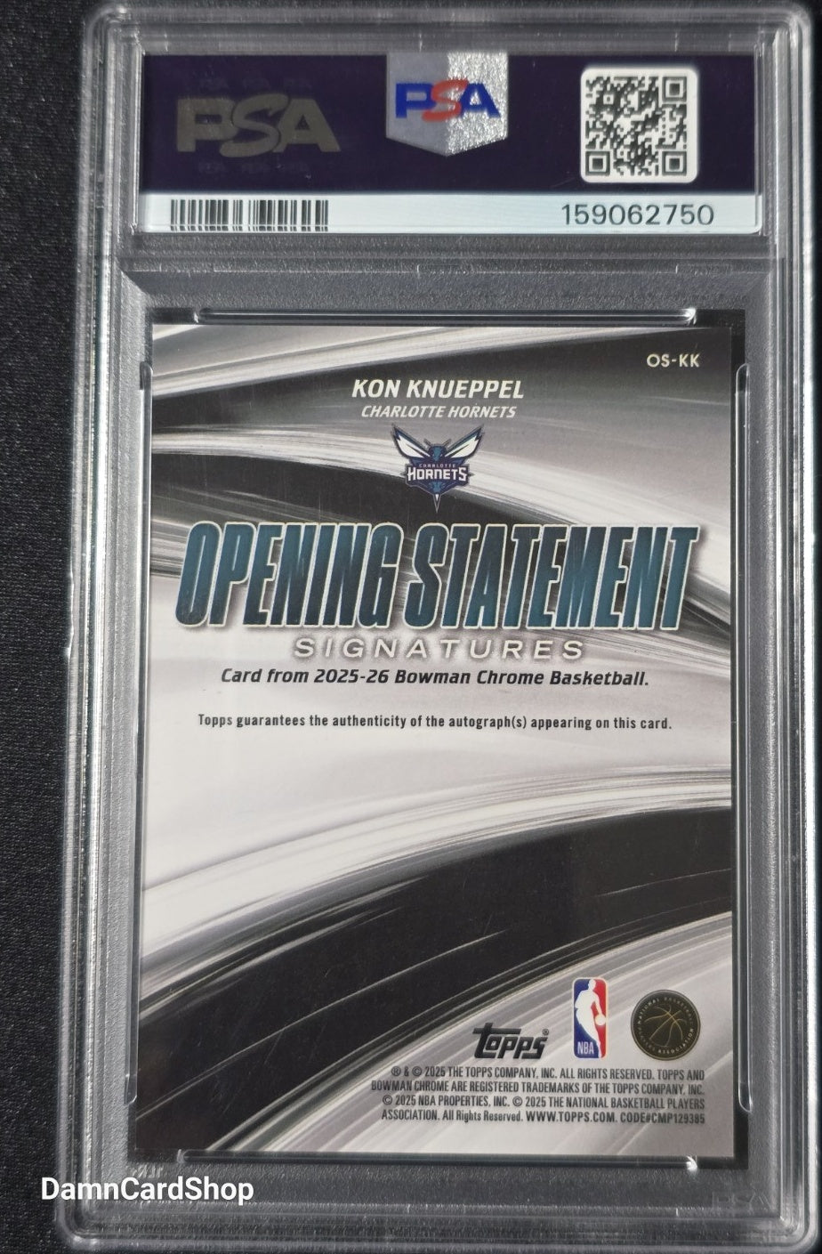 2025 Bowman Chrome Opening Statement Signatures #OS-KK Kon Knueppel RC Gold Refractor Auto /50 PSA 10