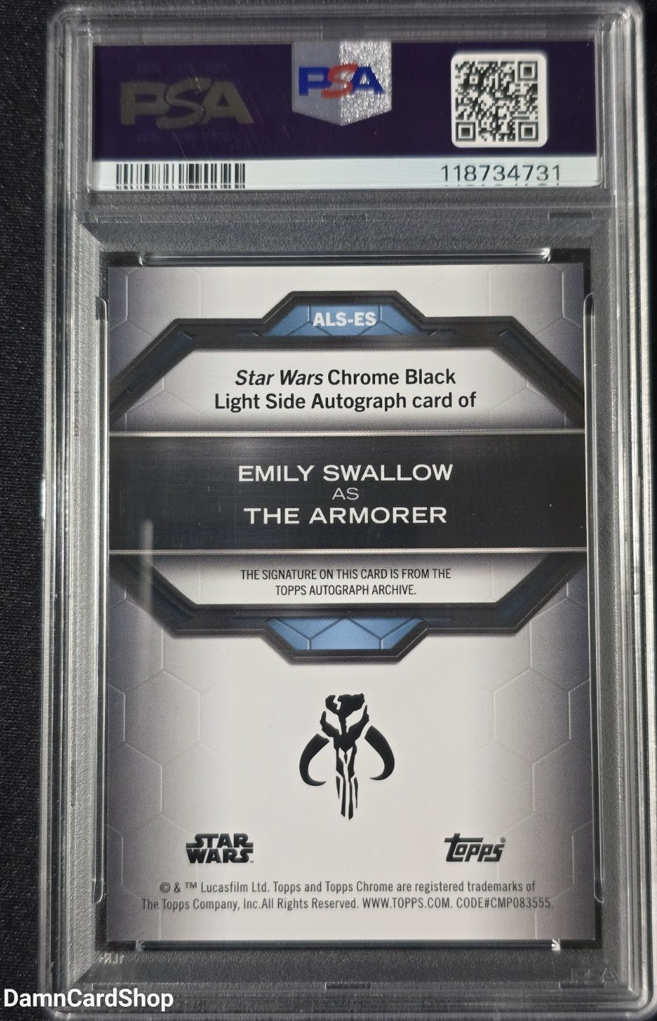2024 Topps Star Wars Chrome Black Autographs Light Side Emily Swallow Gold Refractor Auto /50 PSA 10