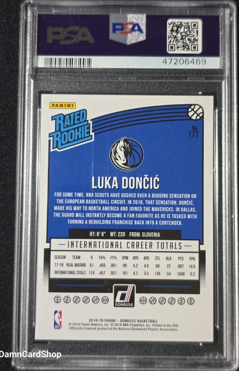 2018 Panini Donruss Rated Rookie #177 Luka Doncic RC PSA 10