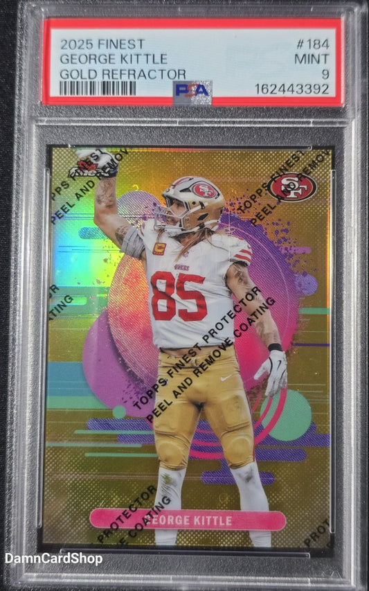 2025 Topps Finest #184 George Kittle Gold Refractor /25 PSA 9